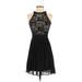 Morgan & Co. Cocktail Dress - A-Line Crew Neck Sleeveless: Black Print Dresses - Women's Size 3