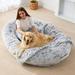 Large Bean Bag Bed for Humans BeanBag Dog Bed Human-sized Large Dog Bed for Adults Pets 72 x48 x10 Large Size with Plain Color Blanket(Large Grey Plush)