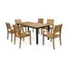 GDF Studio Albury Outdoor Acacia Wood 7 Piece Dining Set Teak and Black