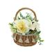 Rattan Basket With Flower Artificial Flowers Multicolor 13*13*23cm Elegant Plastic Durable Gift DIY Home Decoration
