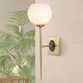 JONATHAN Y Chloe 6 1-Light Coastal French Country Iron LED Sconce Brass Gold/White by JONATHAN Y