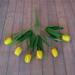 Gerich Artificial Tulips Real Touch Fake Flowers 6 Heads Yellow Artificial Silk Flower Arrangement Bouquet for Home Room Office Wedding Party