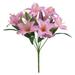 Pink Artificial Stargazer Lily Flowers Fake Real Touch Lily Latex Flowers Faux Silk Lily for Indoor Home Office Decor Wedding Decoration Table Centerpiece