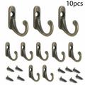 10Pcs Antique Brass Wall Mount Hooks Key Holder Clothes Coat Rack Hanger Decor