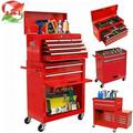 Tool Chest with Drawers 2-IN-1 Rolling Tool Chest & Cabinet Large Capacity with 8 Drawers Lockable Tool Box Organizer On Wheels with Sliding Drawers Hidden Double Tool Box Red