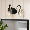 Modern Farmhouse Black Gold 2-Light Bathroom Vanity Lights Cone Glass Wall Sconces 2-Light Painted