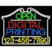 Everything Neon L100-5738 Digital Printing Open with Phone Number Animated LED Sign 24 Tall x 31 Wide x 1 Deep