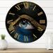 DESIGN ART Designart Female Eyes With Black Skin With A Gold Chain Modern wall clock 23 In. Wide x 23 In. High