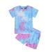 Outfits For Toddler Children Girls Boys Kids Baby Tie Shorts Tie-Dye Short Sleeve Pullover Top Elastic Waist 2Pcs Outfit Clothes Sets Outfits