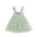 Flower Girl Dress Sleeveless Mini Dress Floral Print Mint Green 90