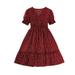 gvdentmGirls Dresses Little Girls Cotton Dress Sleeveless Casual Summer Sundress Flower Printed Jumper Skirt Red 10-12 Years