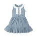 Girls And Toddlers Dresses Sleeveless Mini Dress Casual Print Light Blue 3-4