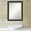 Amanti Art Beveled Bathroom Wall Mirror - Eva Black Silver Narrow Frame Outer Size: 21 x 27 in