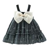 Flower Girl Dress Sleeveless Fashion Dress Butterfly Print Black 8