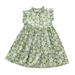 Girl s Summer Dresses Short Sleeve Mini Dress Floral Print Green 100