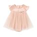 Baby Girls Long Ruffled Sleeve Solid Tulle Dress Romper Outfit Clothes Baby Mother Dress