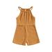 Wassery Toddle Baby Girls Jumpsuit Sleeveless Ribbed Solid Summer Short Bodysuit for Casual Daily 6M-4T
