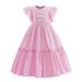 Summer Dresses for Girls Short Sleeve Mini Dress Casual Print Pink 100