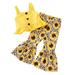 Toddler Kids Baby Girls Sleeveless Strap Button Vest Tops Sunflower Leopard Print Flare Pants Bell Bottoms 2PCS Outfits Clothes Set Girl Clothes Size 10-12 Outfits Cute Baby Set