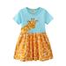 Girls And Toddlers Dress Short Sleeve Mini Dress Casual Print Orange 110-120