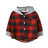 ZHAGHMIN Boys Tank Top Undershirts Toddler Boys Long Sleeve Winter Hooded Shirt Tops Coat Outwear for Babys Clothes Plaid Warm Active Shirt Cool Boy Polyester Shirt Boys Place Us 6 Basketball Youth