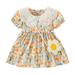 Toddler Girls Dress Short Sleeve A Line Short Dress Casual Print Yellow 5