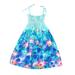 Girls Dresses Sleeveless Fashion Dress Floral Print Blue 160