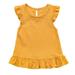 Baby Girl Boy Solid Color Tops Cotton Sleeveless Blouse Ruffle Tops Size 90 Yellow