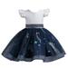 Summer Dresses Girls And Toddlers Short Sleeve A Line Short Dress Casual Print Navy 150