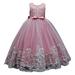 Girls Dresses Summer Flower Lace For Kids Wedding Bridesmaid Pageant Party Formal Long Maxi Gown Big First Birthday Dance Prom Sequin Bowknot Puffy Tulle Sun Dress