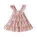 Toddler Baby Girl Dress Sleeveless Midi Dresses Striped Pink 24M
