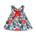 Toddler Baby Girl Dress Sleeveless Mini Dress Floral Print Navy 90