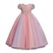 Penkiiy Children Dress Girl Puff Sleeve Princess Dress Long Sequin Dress Canonicals Dresses for Toddler Girls 7-8 Years Colorful On Sale