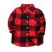 ZHAGHMIN Long Sleeve Shirts for Boys Size 8-10 Kids Toddler Flannel Jacket Plaid Stripe Long Sleeve Lapel Button Down Shacket Baby Boys Girls Shirt Top Coat Outwear Boys Long Sleeve Shirts Size 8 Bo