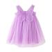 adviicd Baby Clothes For Girls Girls Ruffle sleeveless Dress Kids Summer Clothes Flutter Hem Sundress Outfit Purple 5-6 Years