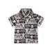 Baby Boy Summer T-shirt Casual Western Geometric/ Cow Printed Short Sleeve Button Up Shirt for Toddler