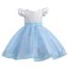 gvdentmGirls Fall Dress Round Neck Long Sleeve Ruffle Fan Swing Maxi Long Dresses with Belt Flower Girl Dress Sky Blue 7-8 Years