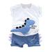 Baby Boy Girl Clothes OutfitsCotton3D Dinosaur TopCasual2PC Set Toddler Suspenders Outfit Boy