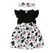 Bagilaanoe Toddler Baby Girl Summer Dress Print Ruffle Flying Sleeve A-line Dresses + Headband 6M 9M 12M 18M 24M 3T Kids Casual Swing Sundress