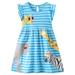 Toddler Baby Kids Fly Sleeve Cartoon Print Dresses Princess Dress Outfits Baby Girl Clothes