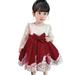 Baby Girls Ruffle Long Sleeve Lace Bowknot Flower Dresses Pageant Party Wedding Princess Dress Girls Dress plus Size