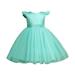 Summer Dress Girls Short Sleeve Mini Dress Casual Print Green 90