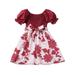 Girl s Summer Dresses Short Sleeve Casual Dress Casual Print Red 100