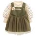 Toddler Girls Dress Short Sleeve Mini Dress Casual Print Green D
