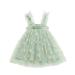 Girl s Summer Dresses Sleeveless A Line Short Dress Floral Print Mint Green 120