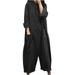 Women Summer Casual Cotton Linen Button Square Colla Long Sleeve Solid Jumpsuit with Pocket Lady Comfortable Rompers Overalls Female Romper Playsuit