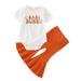 Cute Baby Girls Outfits Summer Easter Short Sleeve Letter Prints Romper Bodysuit Pants 2Pcs Outfits Clothes Set For Children Clothes For 3-6 Months
