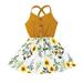 Flower Girl Dress Sleeveless A Line Short Dress Floral Print Khaki 120