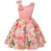 gvdentm Princess Dresses For Girls Girls Fall Dress Round Neck Long Sleeve Ruffle Fan Swing Maxi Long Dresses with Belt Pink 150