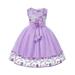 Toddlers And Baby Girls Dress Short Sleeve A Line Short Dress Casual Print Purple 140
